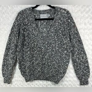 Authentic Forenza Sportswear Womens Black, White & Grey long Sleeve Knit Sweater